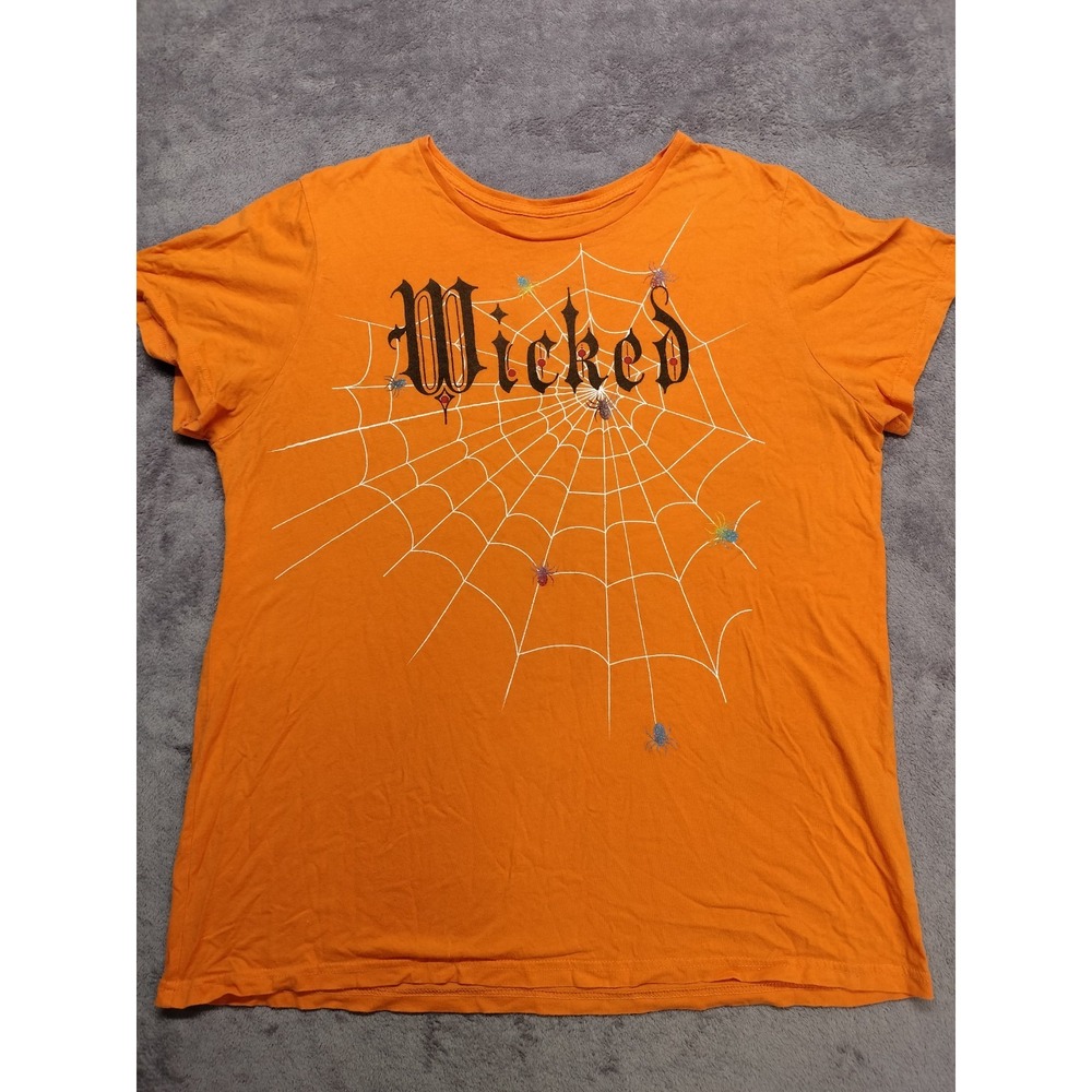 Wicked XL t-shirt Halloween sparkly spiders short sleeve top fun spirit